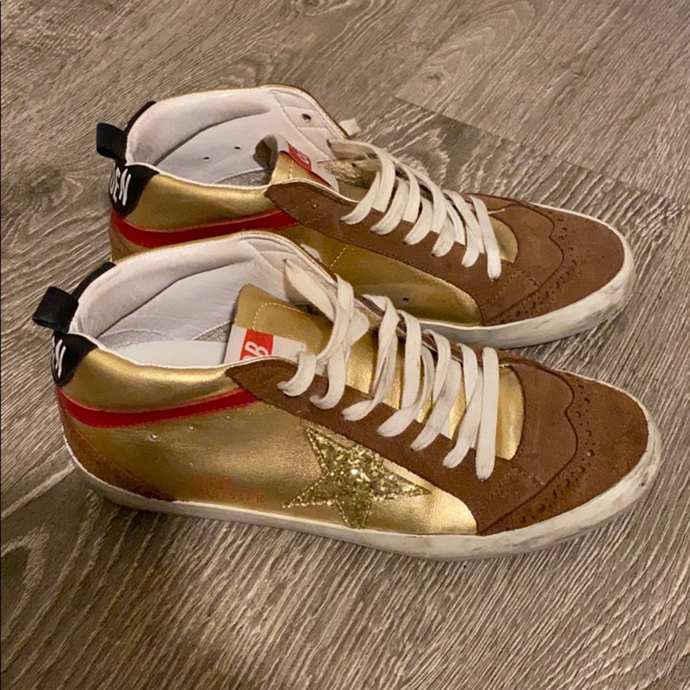Golden Goose mid/star Gold Glitter Star Woman